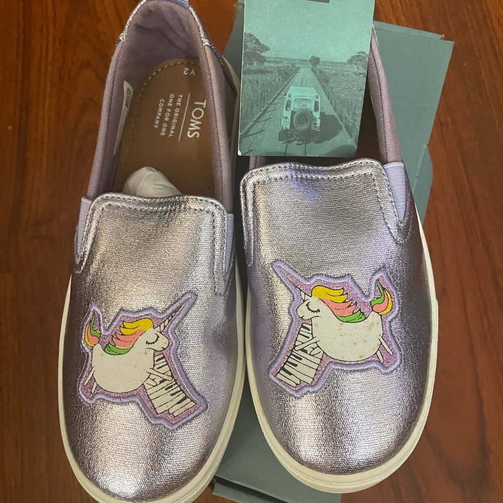 Toms Silver and Purple Unicorn Sneakers